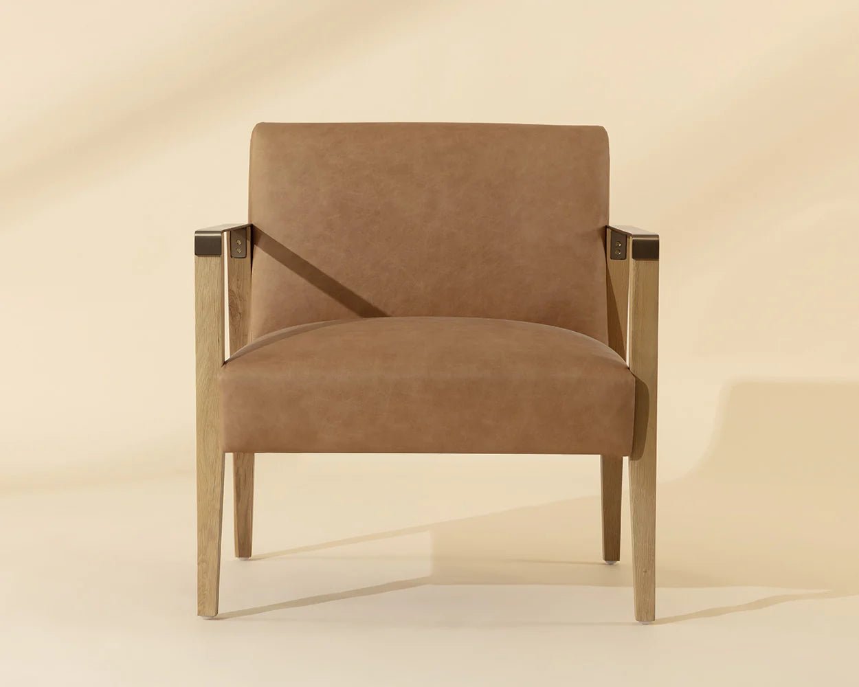 Earl Lounge Chair - Rustic Oak - Ludlow Sesame Leather - Central Designs