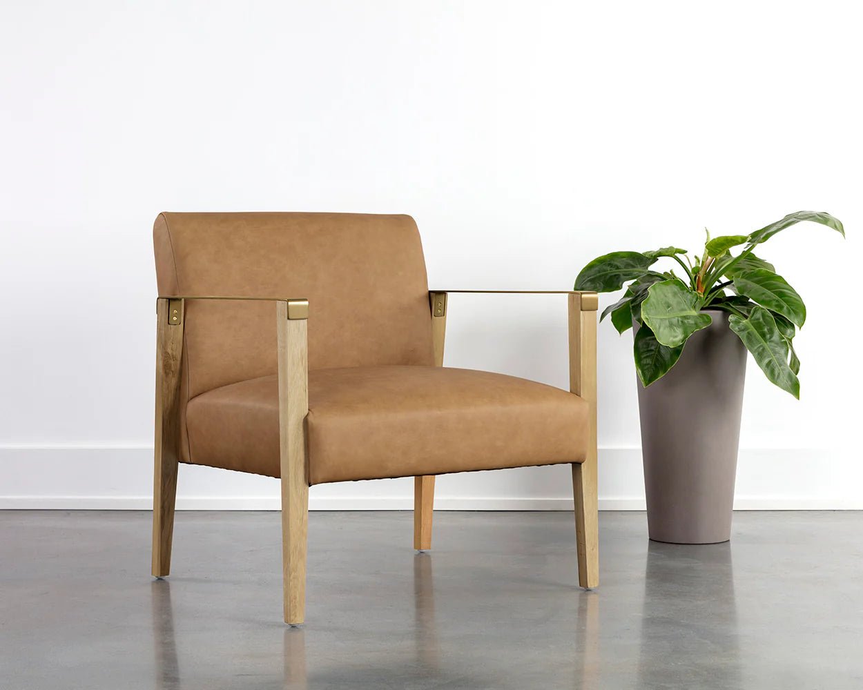 Earl Lounge Chair - Rustic Oak - Ludlow Sesame Leather - Central Designs