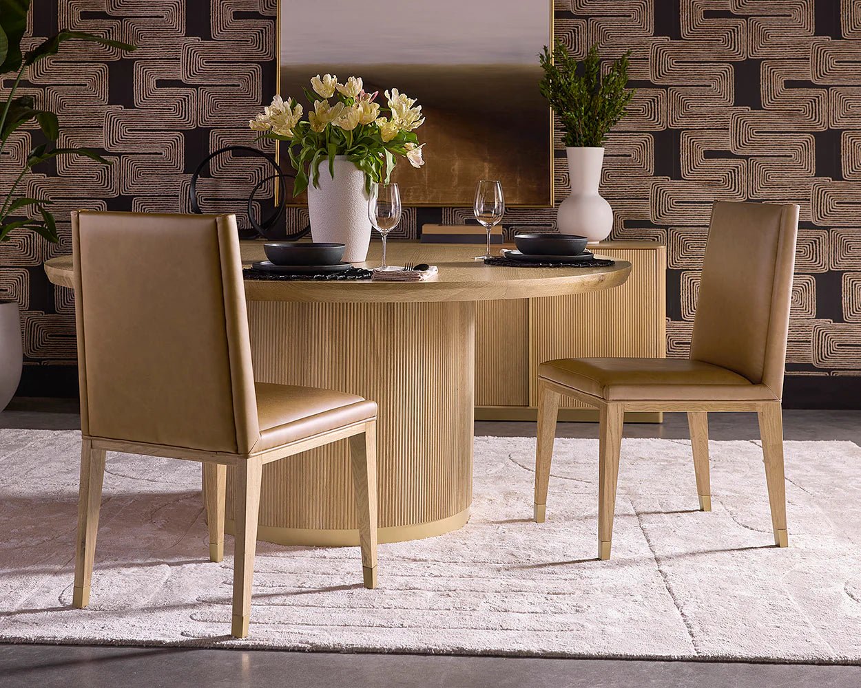 Kalla Dining Table - Round - Rustic Oak - 68" - Central Designs