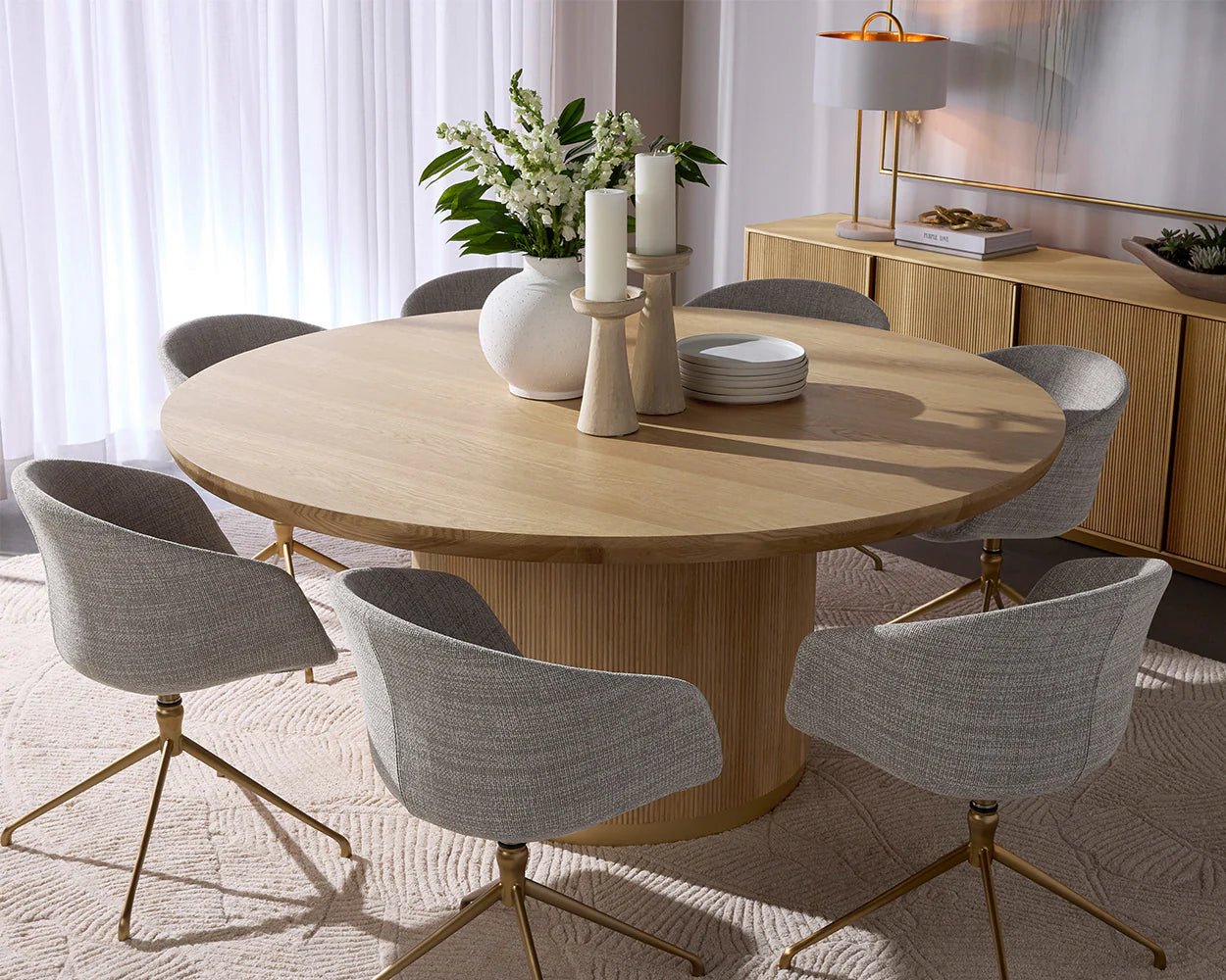 Kalla Dining Table - Round - Rustic Oak - 68" - Central Designs
