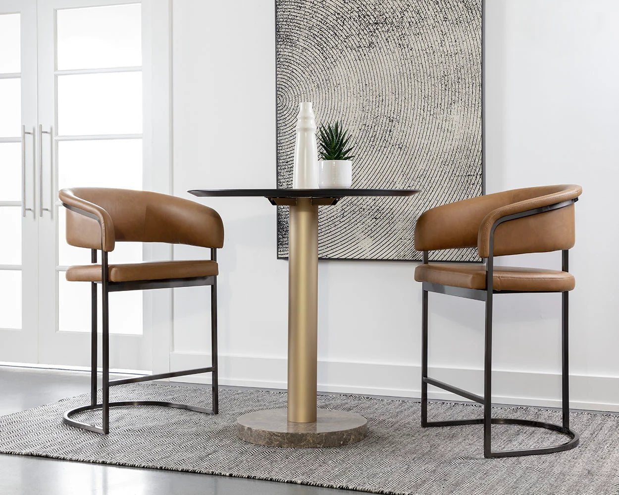 Marris Counter Stool - Gunmetal - Milliken Cognac - Central Designs
