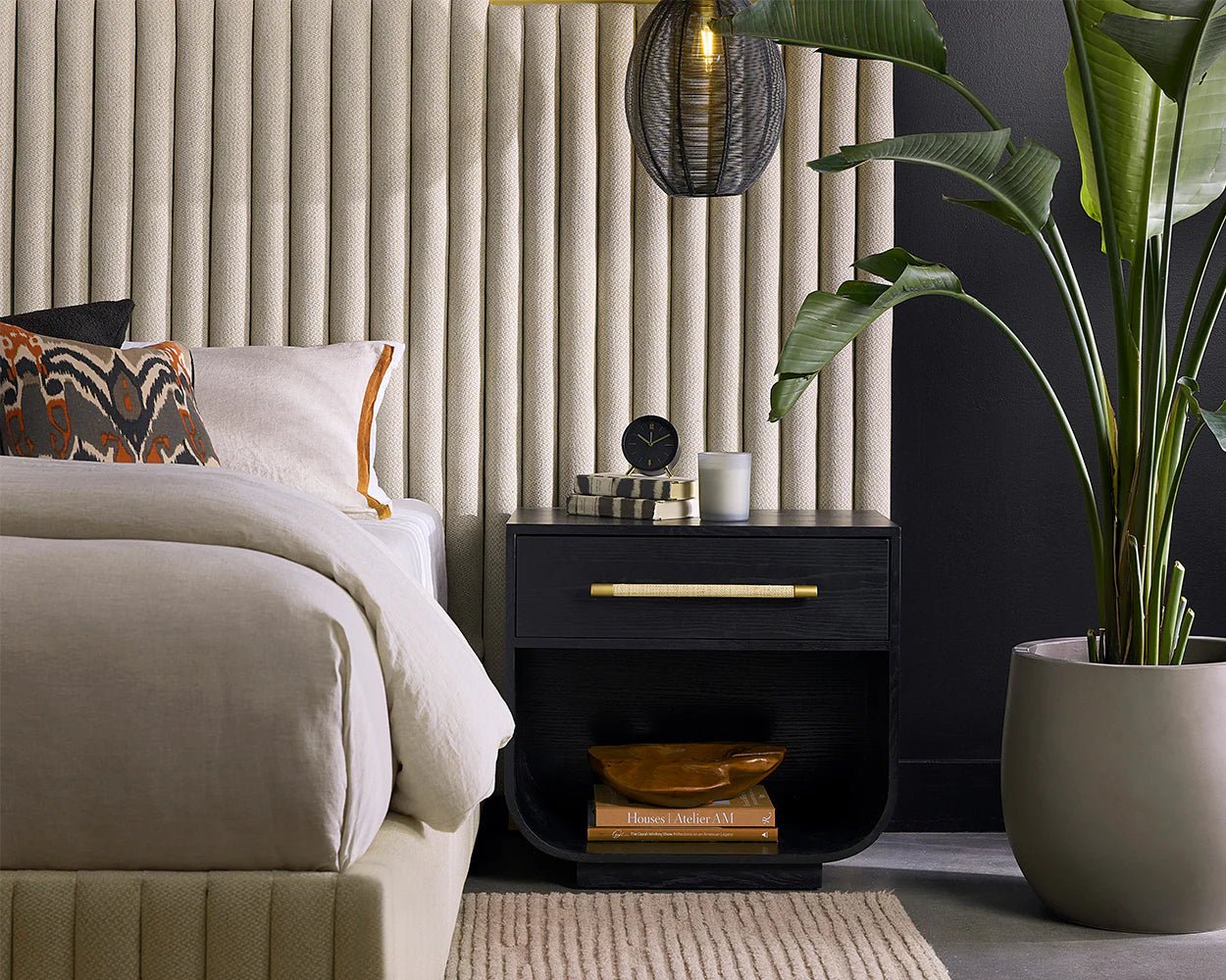 Tarrant Nightstand - Black - Central Designs