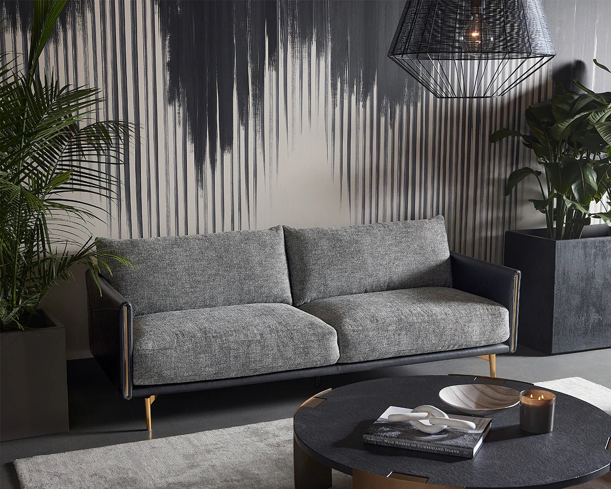 Ashi Sofa - Nash Zebra / Coal Black - Central Designs