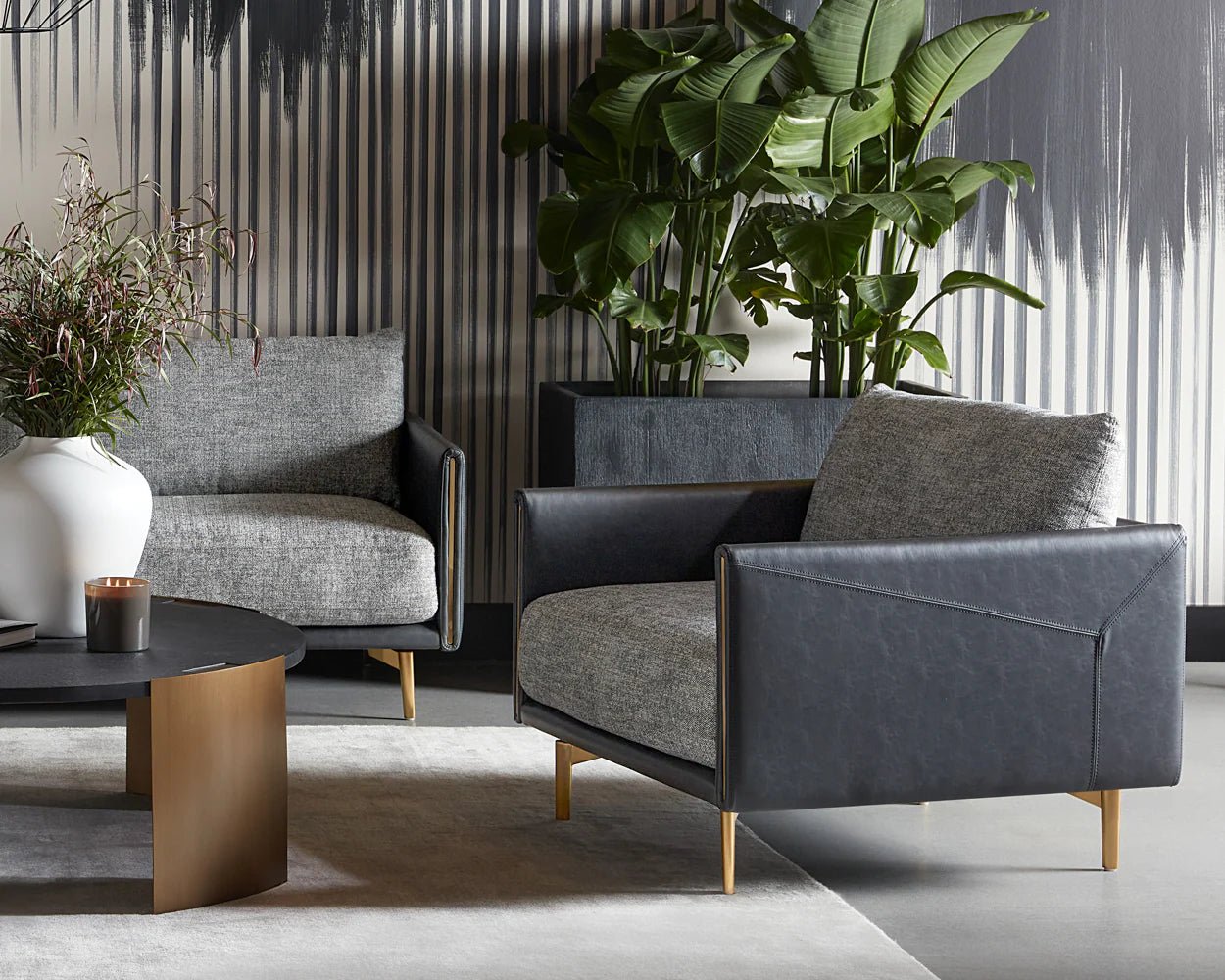 Ashi Armchair - Nash Zebra / Coal Black - Central Designs