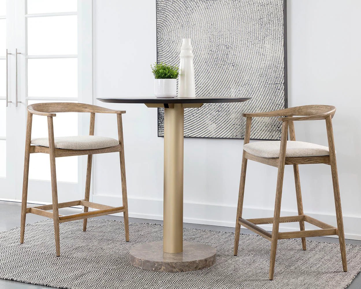 Jeremy Counter Stool - Weathered Oak - Dove Cream - Central Designs