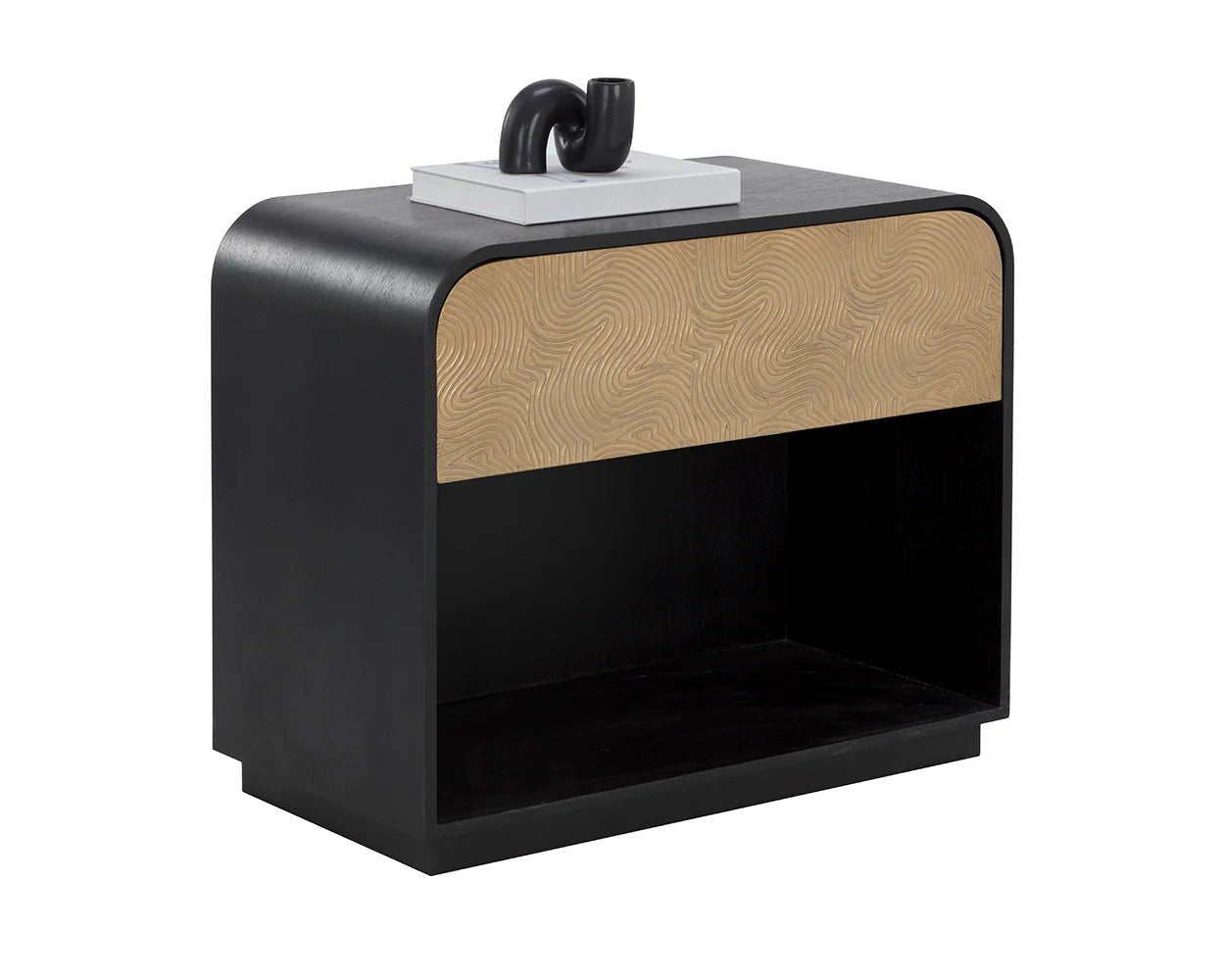 Algarve Nightstand - Black / Champagne Gold - Central Designs