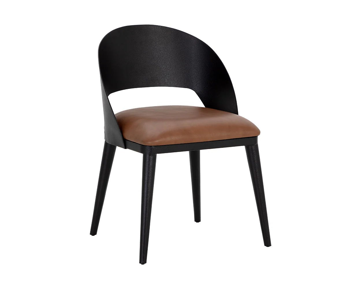 Dezirae Dining Chair - Black - Cognac Leather - Central Designs