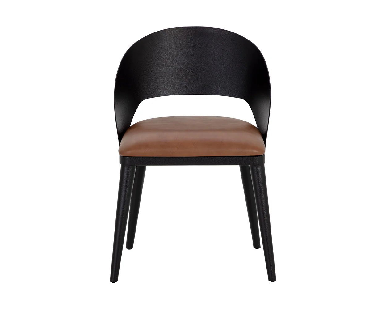 Dezirae Dining Chair - Black - Cognac Leather - Central Designs