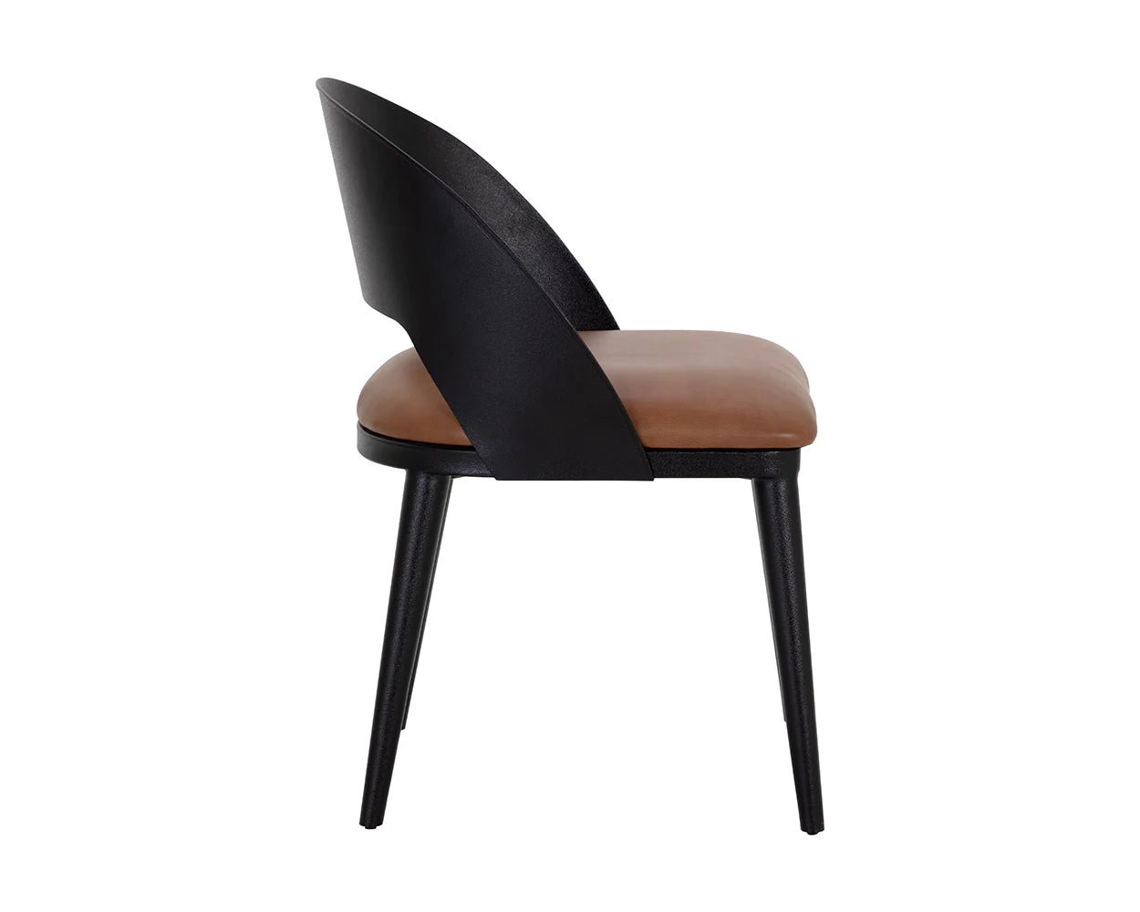 Dezirae Dining Chair - Black - Cognac Leather - Central Designs