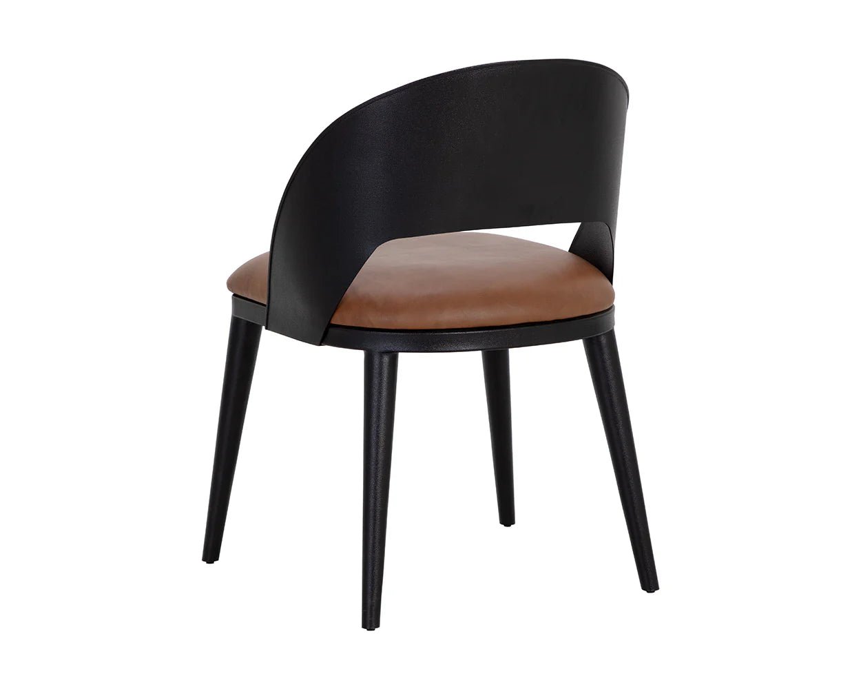 Dezirae Dining Chair - Black - Cognac Leather - Central Designs