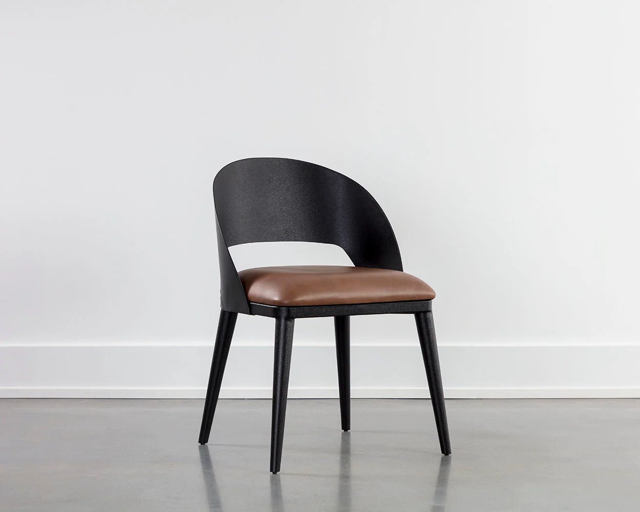 Dezirae Dining Chair - Black - Cognac Leather - Central Designs