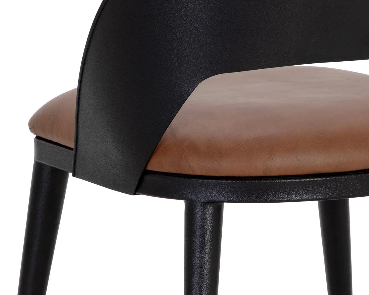 Dezirae Dining Chair - Black - Cognac Leather - Central Designs