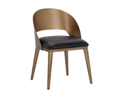 Dezirae Dining Chair - Antique Brass - Charcoal Black Leather - Central Designs