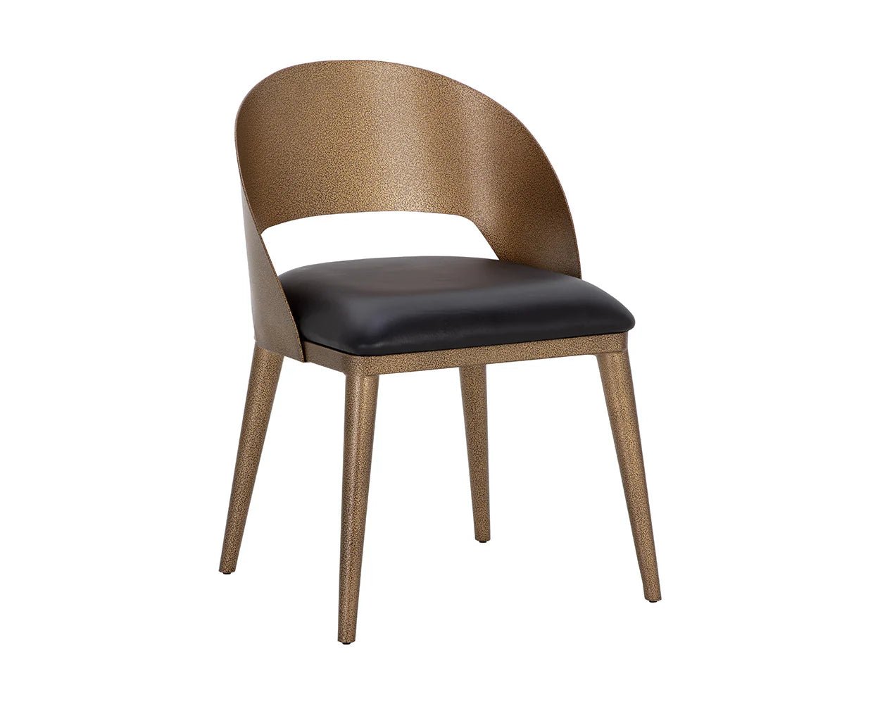 Dezirae Dining Chair - Antique Brass - Charcoal Black Leather - Central Designs