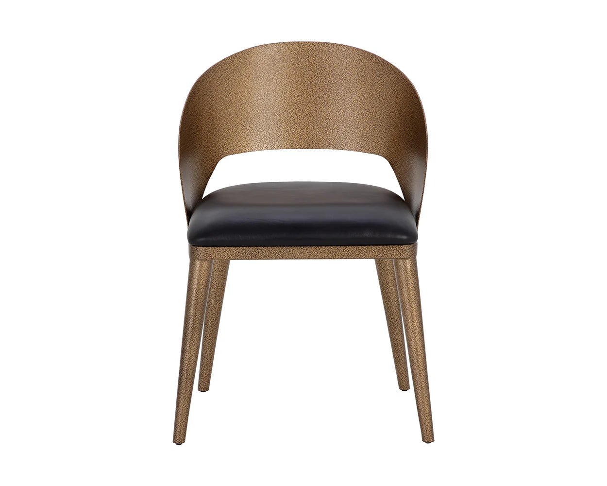 Dezirae Dining Chair - Antique Brass - Charcoal Black Leather - Central Designs