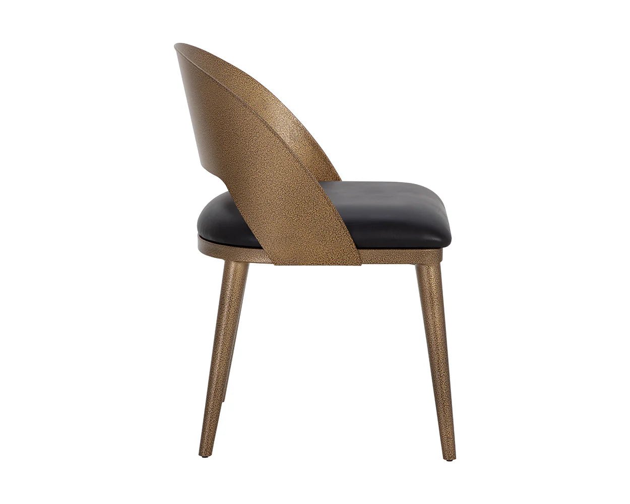 Dezirae Dining Chair - Antique Brass - Charcoal Black Leather - Central Designs