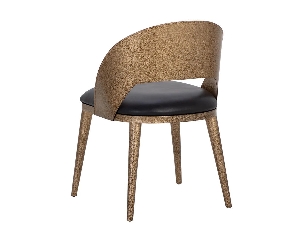 Dezirae Dining Chair - Antique Brass - Charcoal Black Leather - Central Designs