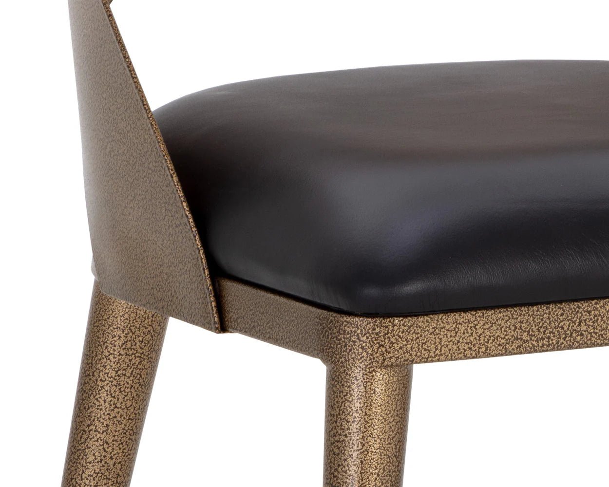 Dezirae Dining Chair - Antique Brass - Charcoal Black Leather - Central Designs