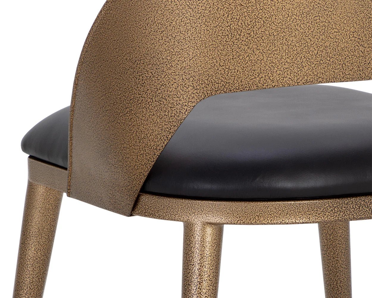 Dezirae Dining Chair - Antique Brass - Charcoal Black Leather - Central Designs