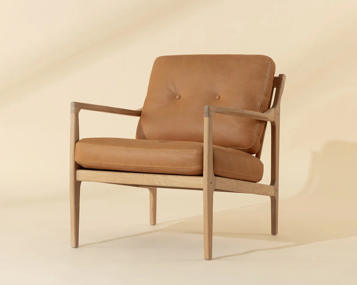 Gilmore Lounge Chair - Light Oak - Sahara Camel Leather