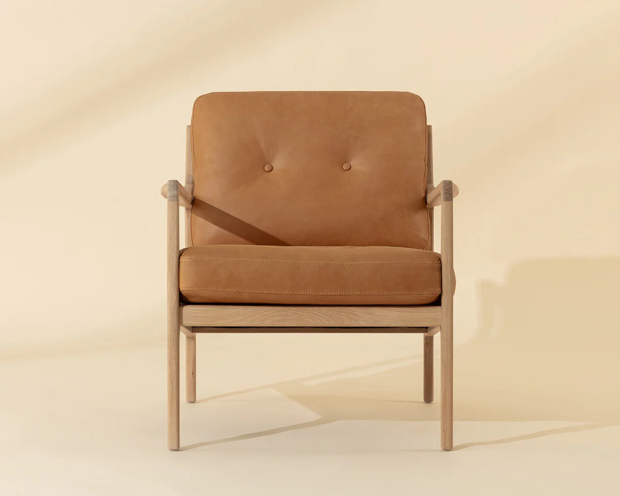 Gilmore Lounge Chair - Light Oak - Sahara Camel Leather