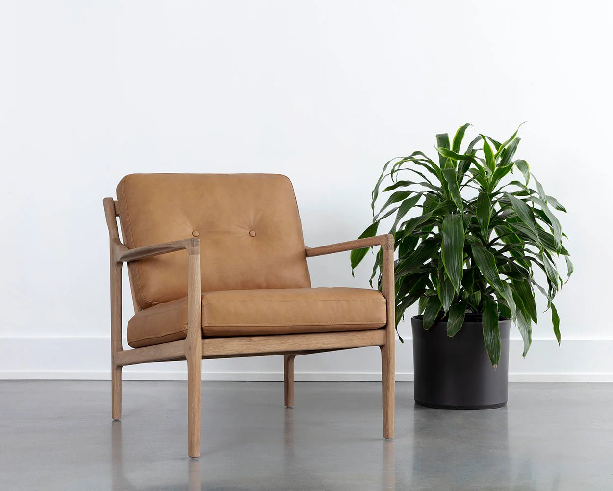 Gilmore Lounge Chair - Light Oak - Sahara Camel Leather - Central Designs