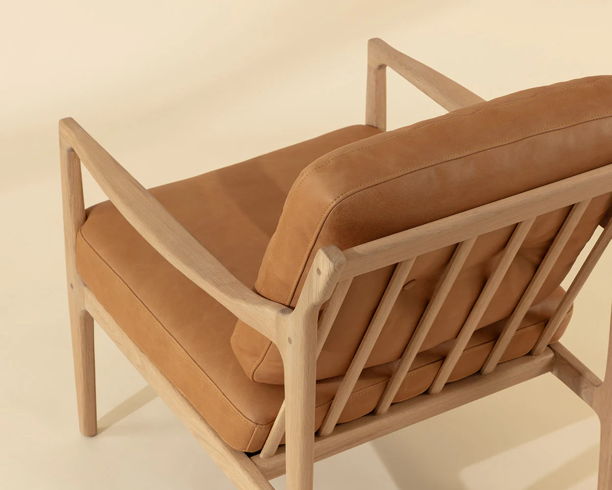 Gilmore Lounge Chair - Light Oak - Sahara Camel Leather