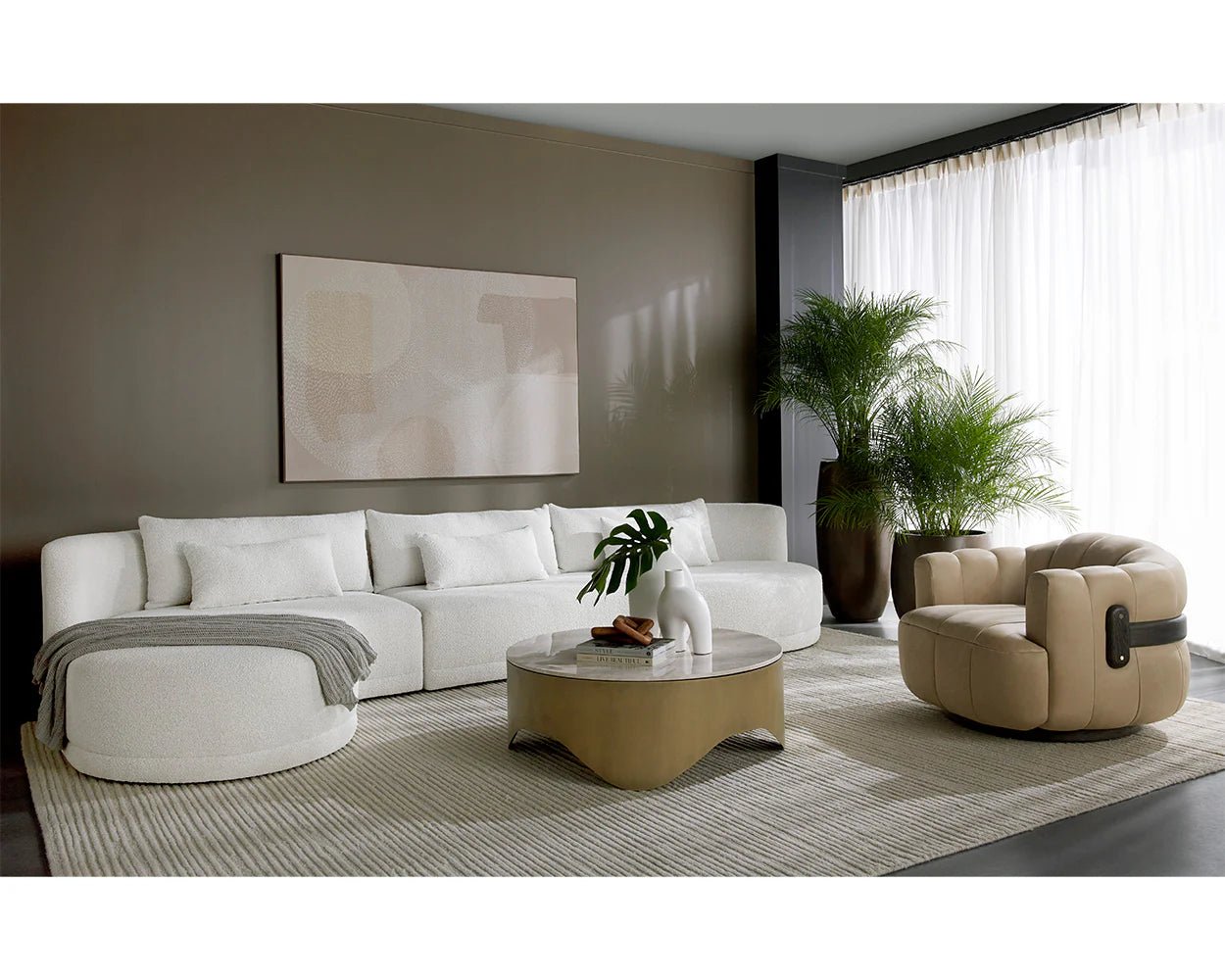 Tadeo Swivel Armchair - Dark Brown - Sahara Sand Leather - Central Designs
