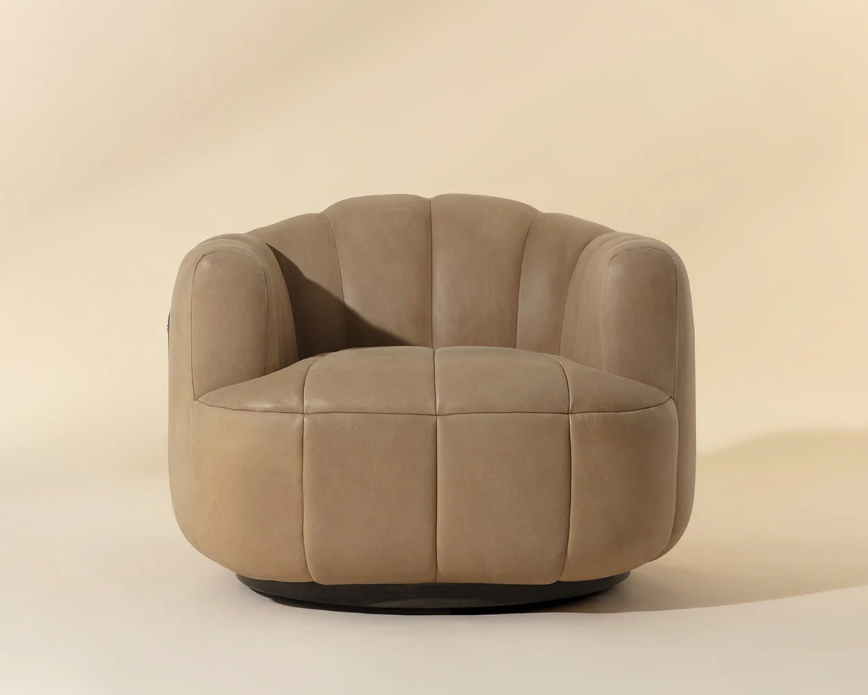 Tadeo Swivel Armchair - Dark Brown - Sahara Sand Leather - Central Designs
