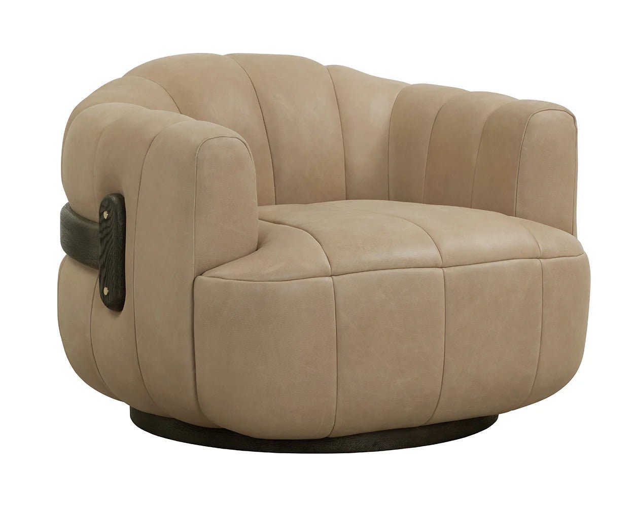 Tadeo Swivel Armchair - Dark Brown - Sahara Sand Leather - Central Designs