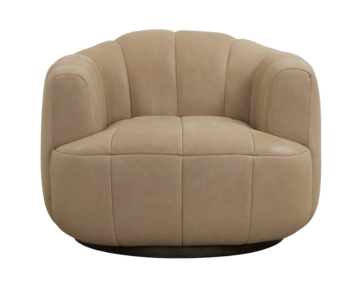 Tadeo Swivel Armchair - Dark Brown - Sahara Sand Leather - Central Designs