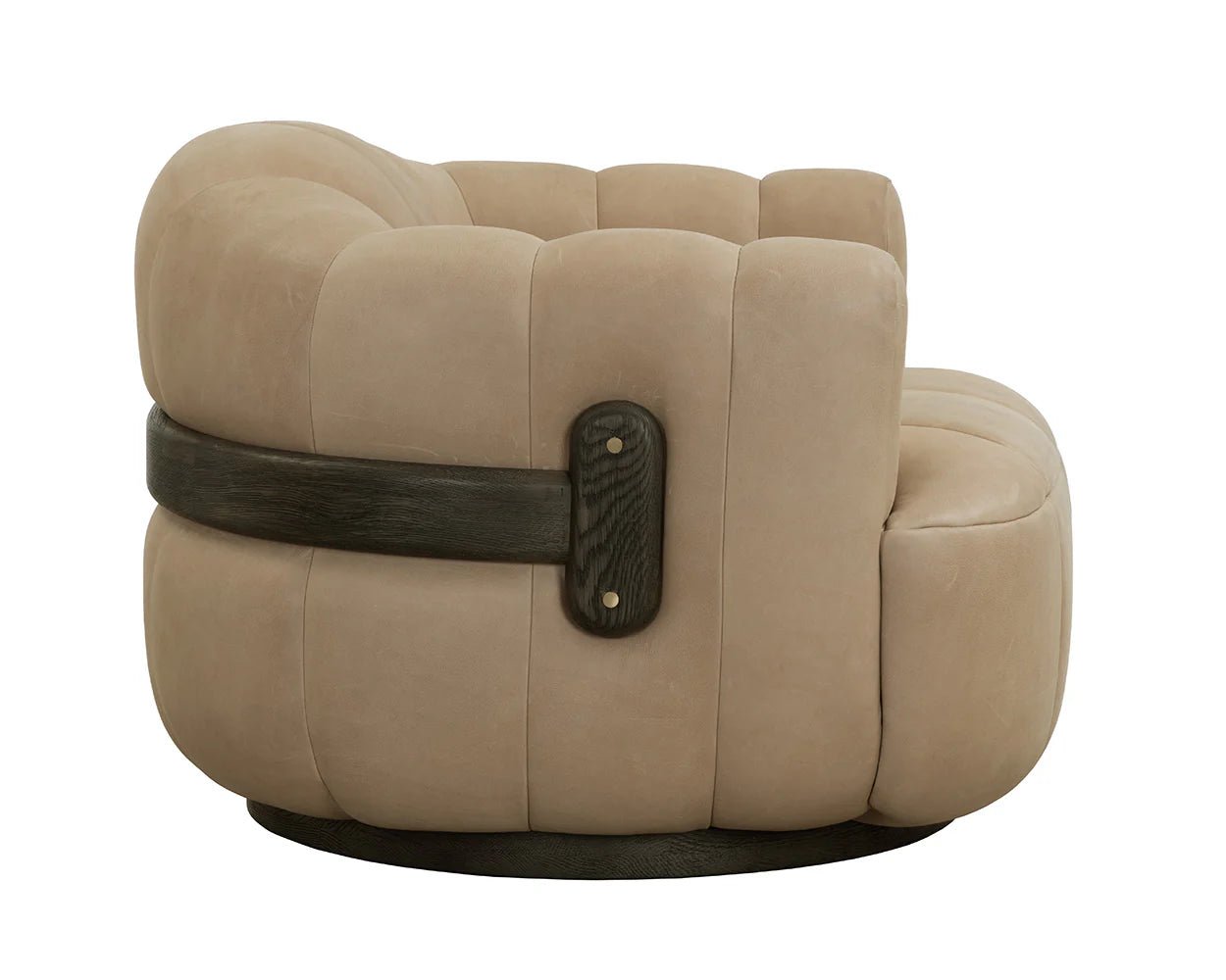 Tadeo Swivel Armchair - Dark Brown - Sahara Sand Leather - Central Designs