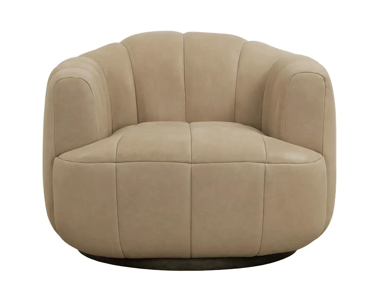 Tadeo Swivel Armchair - Dark Brown - Sahara Sand Leather - Central Designs