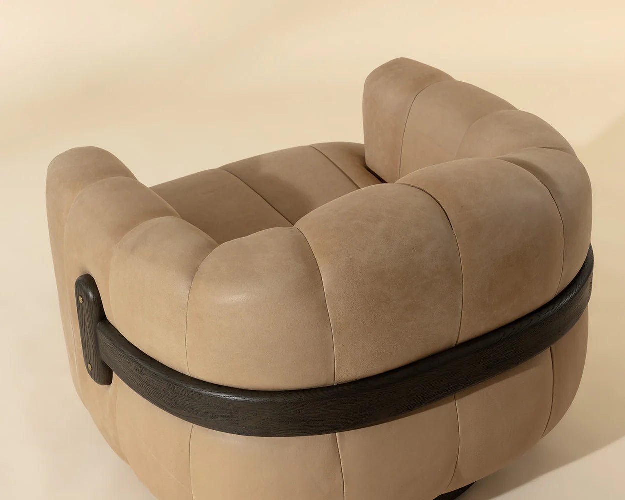 Tadeo Swivel Armchair - Dark Brown - Sahara Sand Leather - Central Designs
