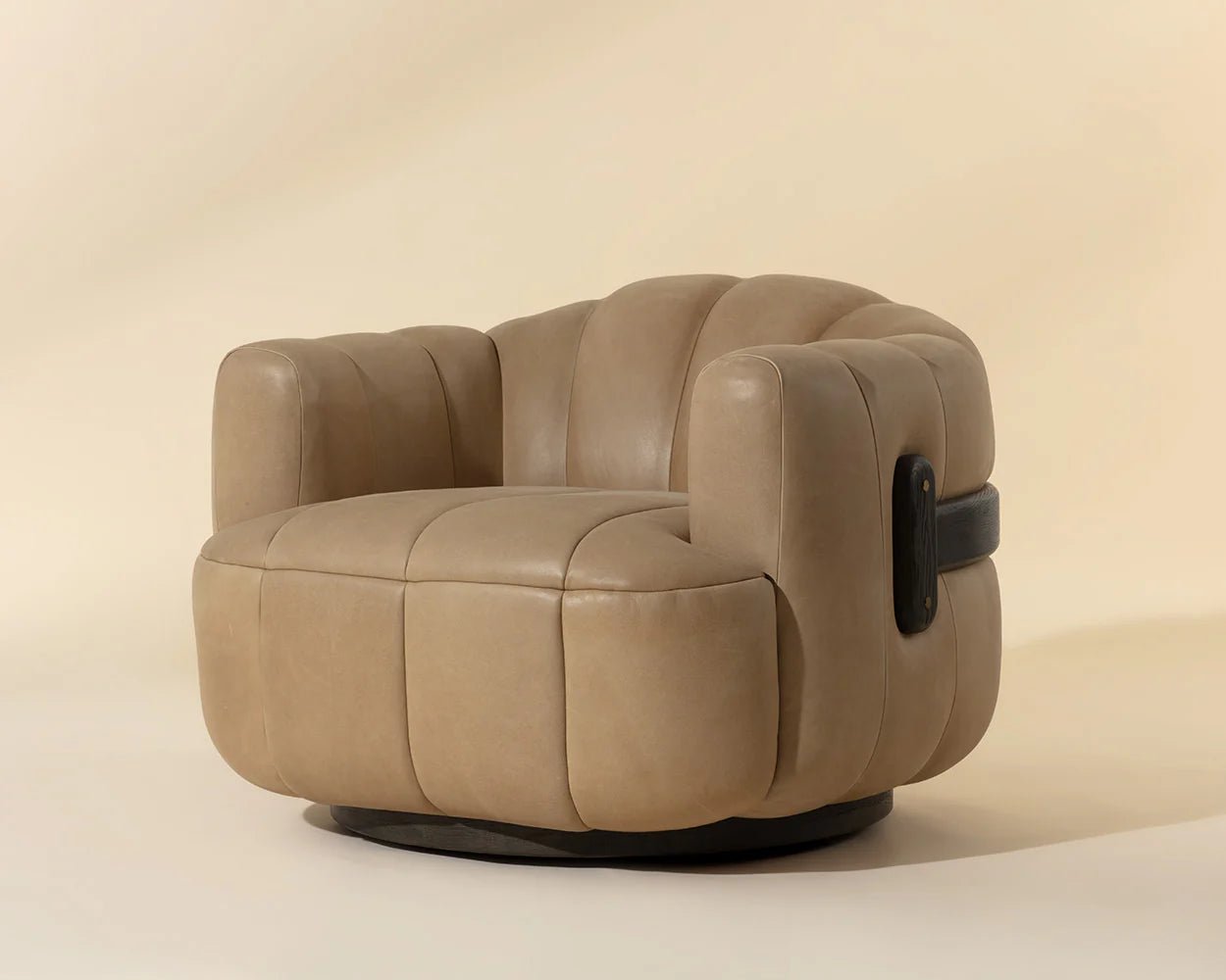 Tadeo Swivel Armchair - Dark Brown - Sahara Sand Leather - Central Designs