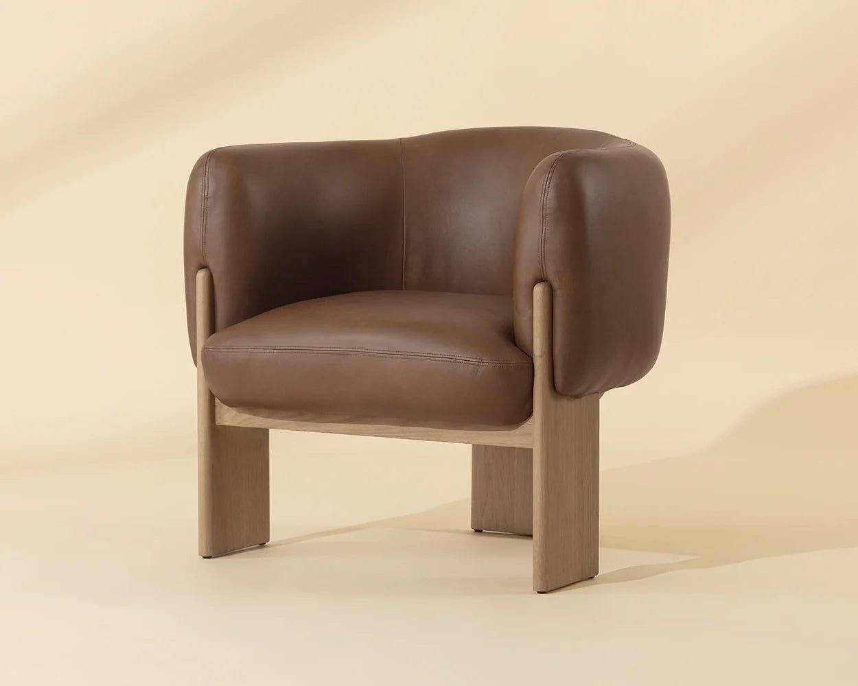 Trine Lounge Chair - Rustic Oak - Vintage Camel Leather - Central Designs