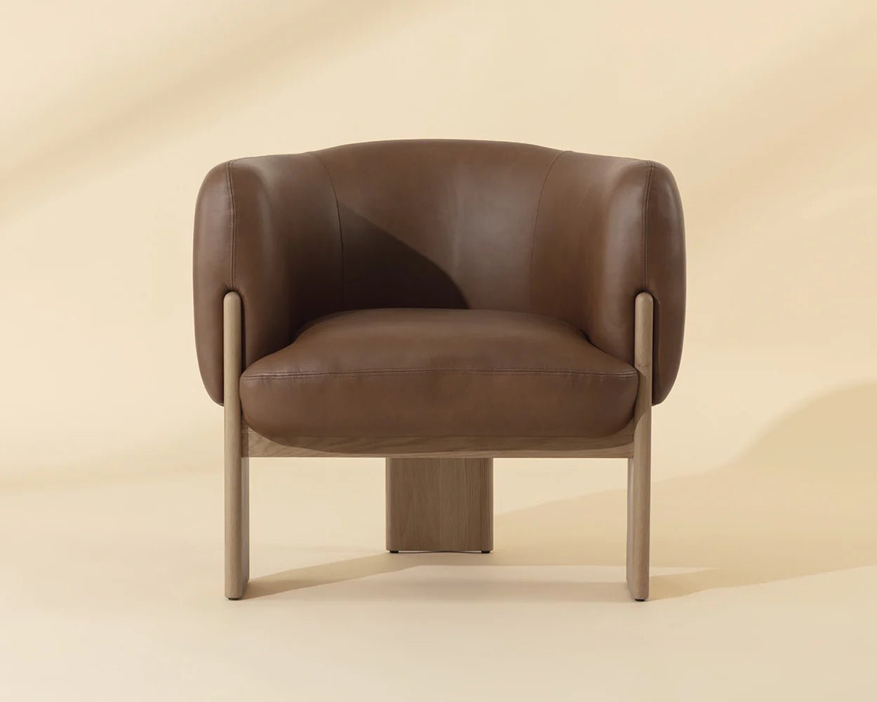 Trine Lounge Chair - Rustic Oak - Vintage Camel Leather - Central Designs