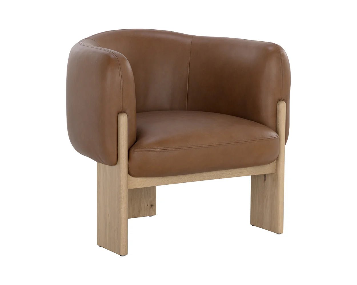 Trine Lounge Chair - Rustic Oak - Vintage Camel Leather - Central Designs