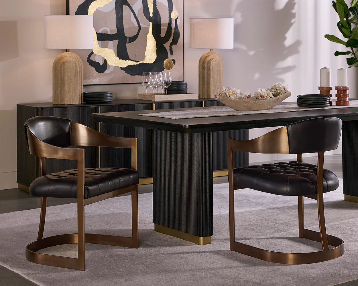 Beaumont Dining Armchair - Antique Brass - Cantina Black - Central Designs