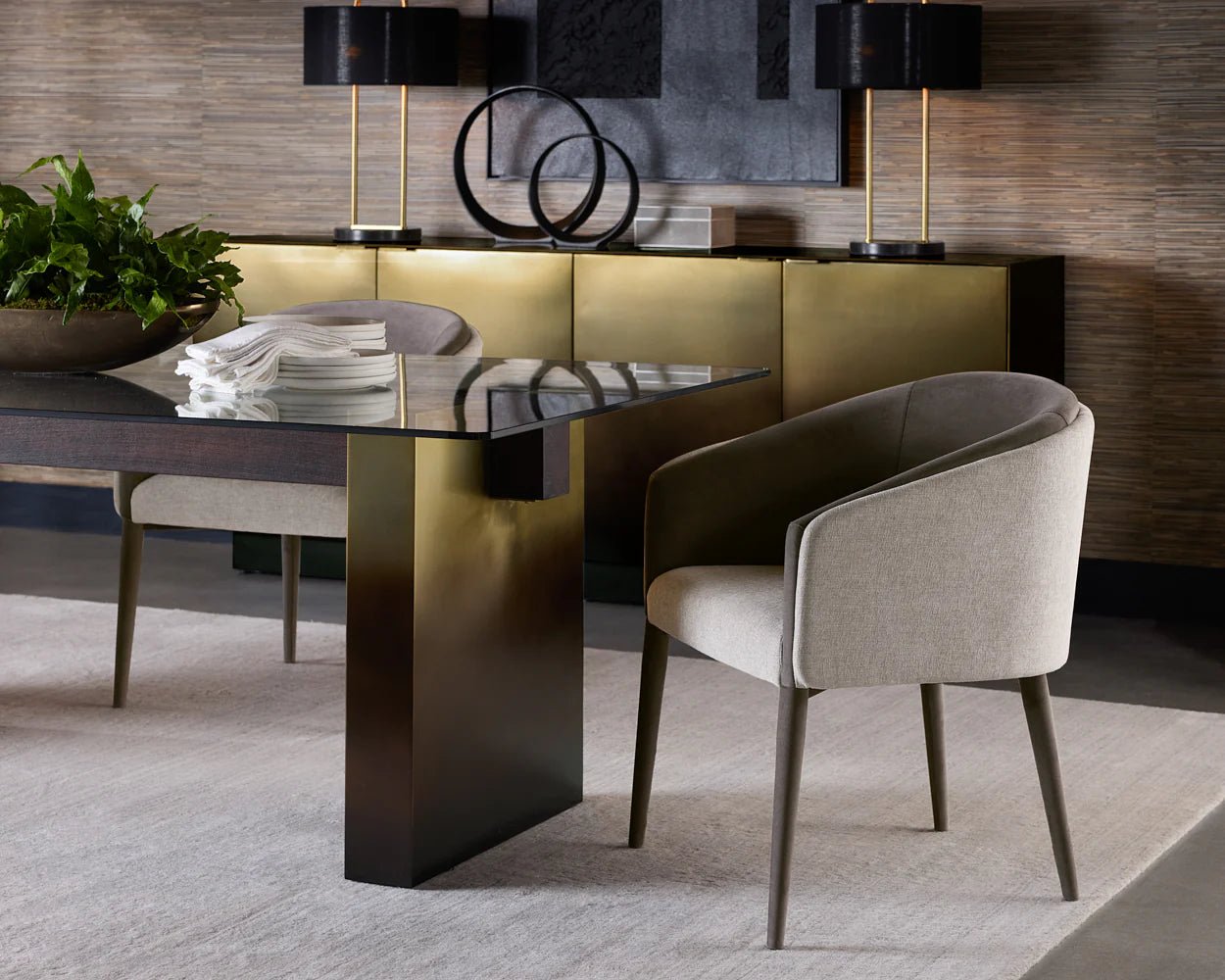 Sheva Dining Armchair - Ernst Sandstone / Meg Ash - Central Designs