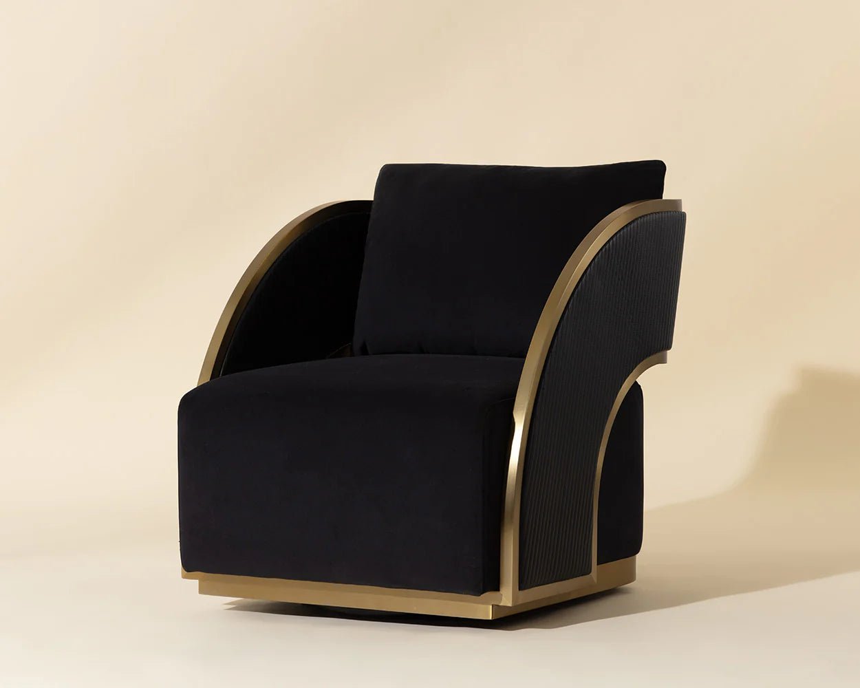 Baz Swivel Lounge Chair - Abbington Black / Napa Black - Central Designs