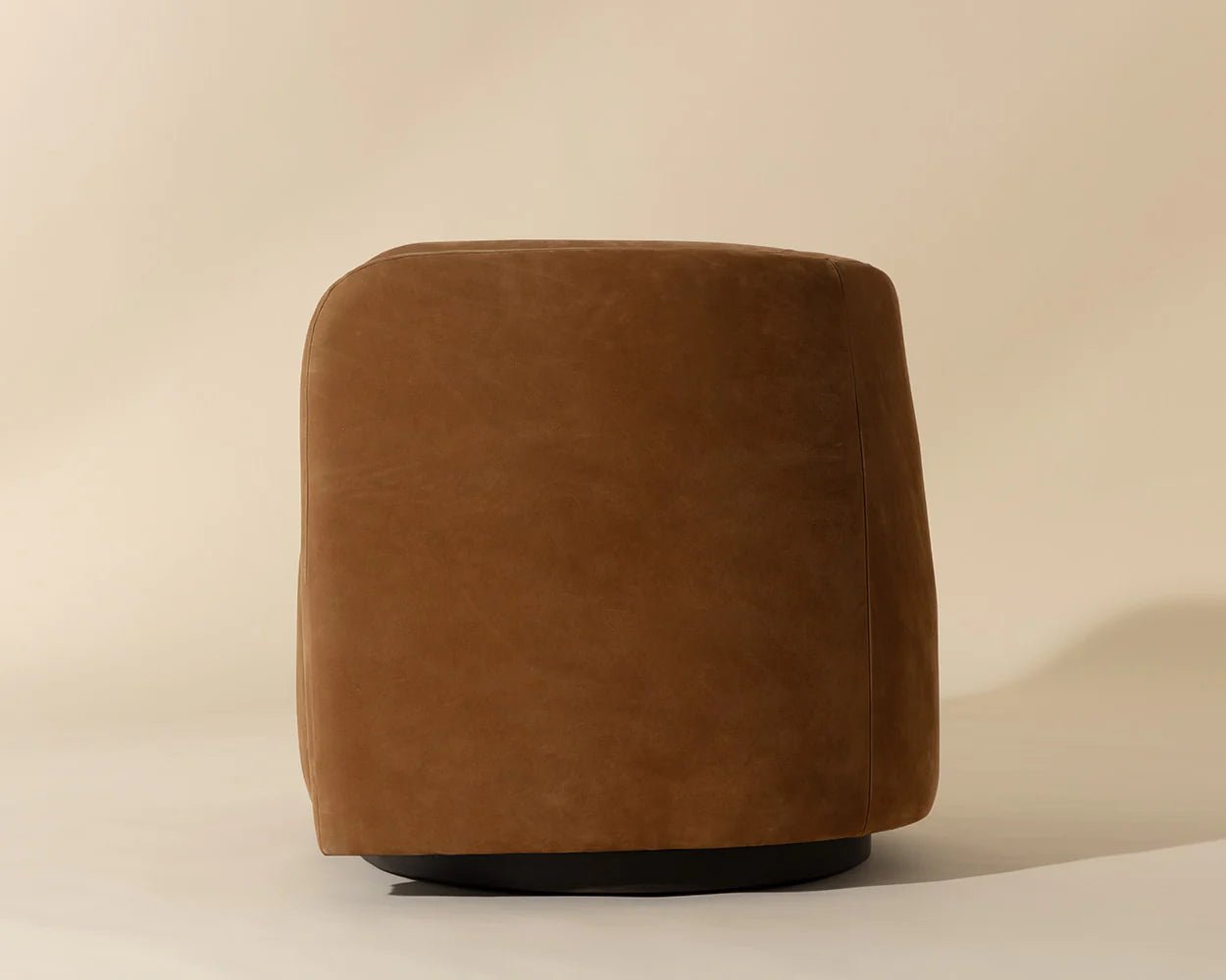 Emilie Swivel Lounge Chair - Nubuck Caramel Leather - Central Designs