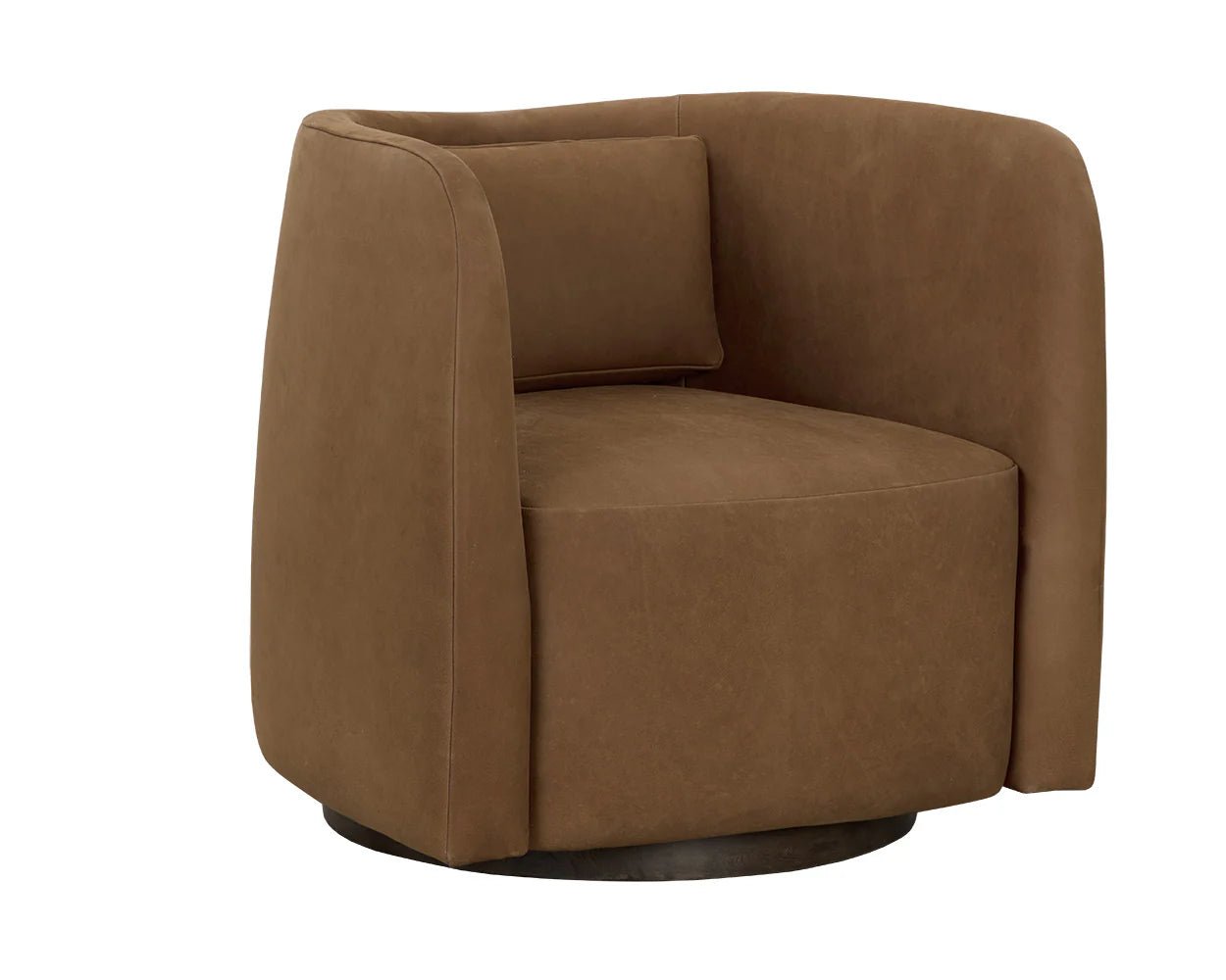 Emilie Swivel Lounge Chair - Nubuck Caramel Leather - Central Designs