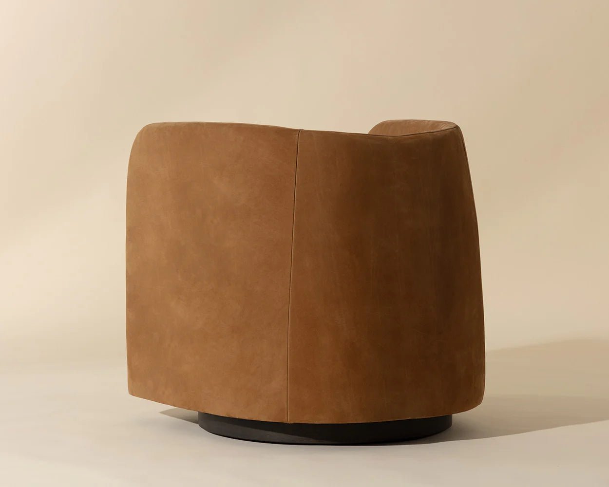 Emilie Swivel Lounge Chair - Nubuck Caramel Leather - Central Designs