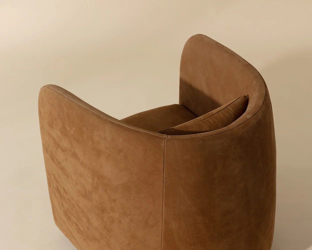 Emilie Swivel Lounge Chair - Nubuck Caramel Leather - Central Designs