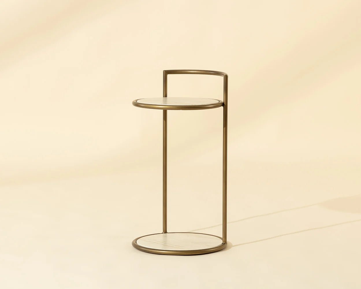 Parga End Table - Rustic Bronze - Travertine Look - Natural - Central Designs