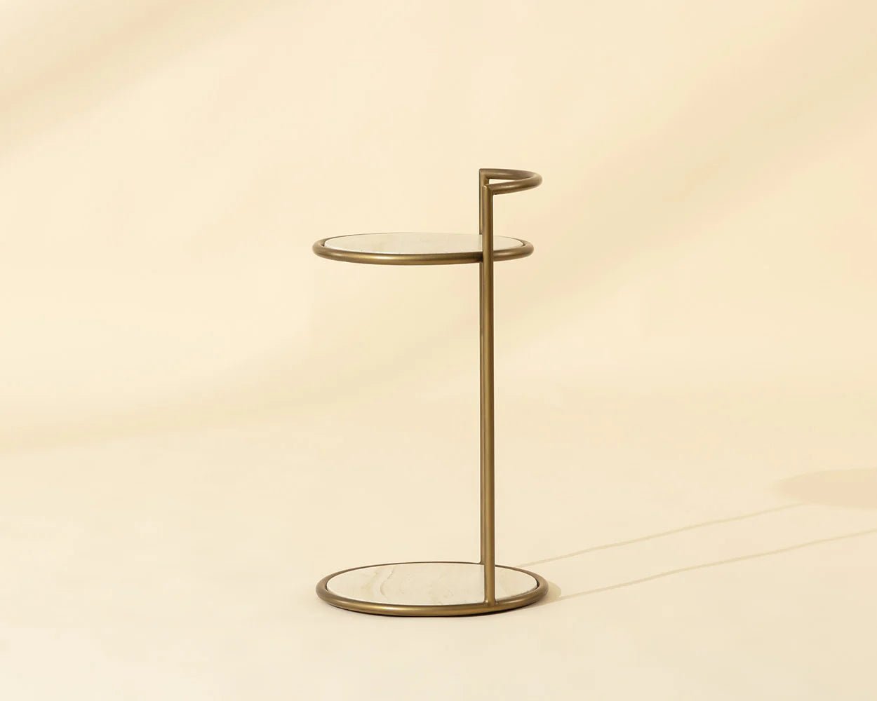 Parga End Table - Rustic Bronze - Travertine Look - Natural - Central Designs