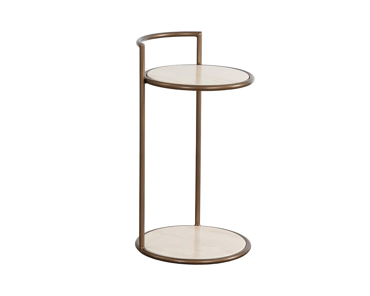 Parga End Table - Rustic Bronze - Travertine Look - Natural - Central Designs