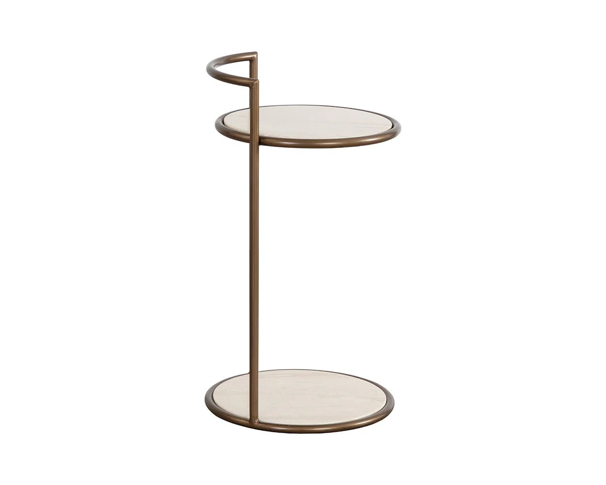 Parga End Table - Rustic Bronze - Travertine Look - Natural - Central Designs