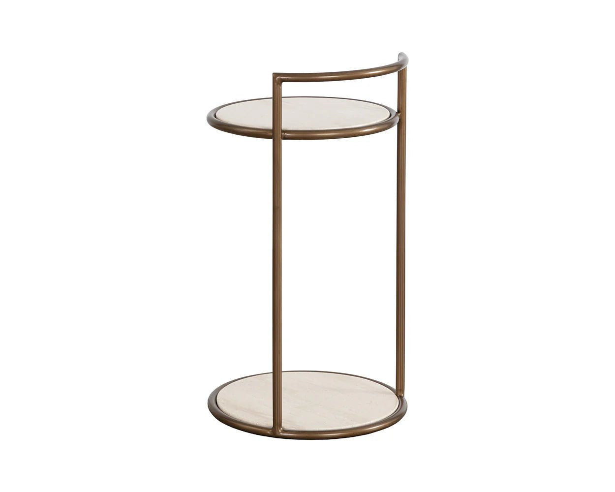 Parga End Table - Rustic Bronze - Travertine Look - Natural - Central Designs